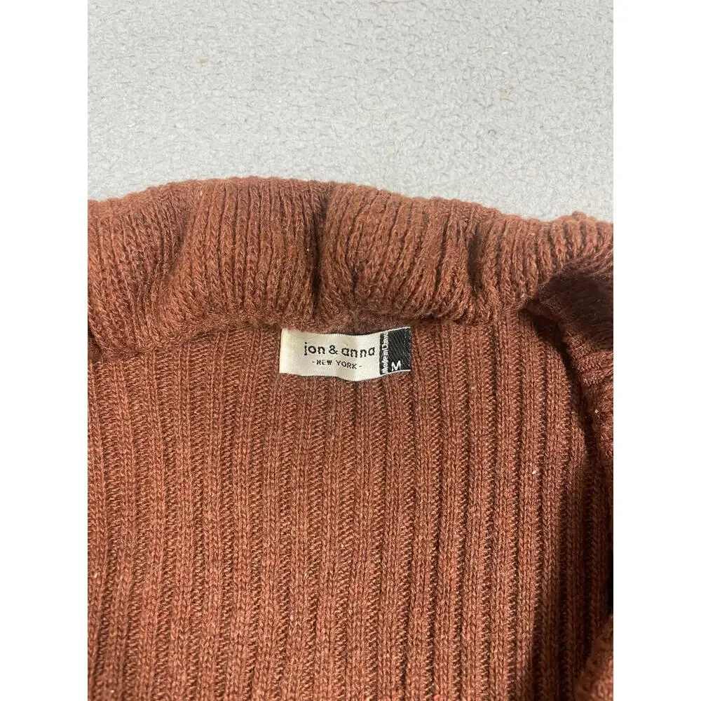 Jon & Anna Womens Size M Brown Ruffle Cardigan Sweater drawstring tie - Picture 3 of 11